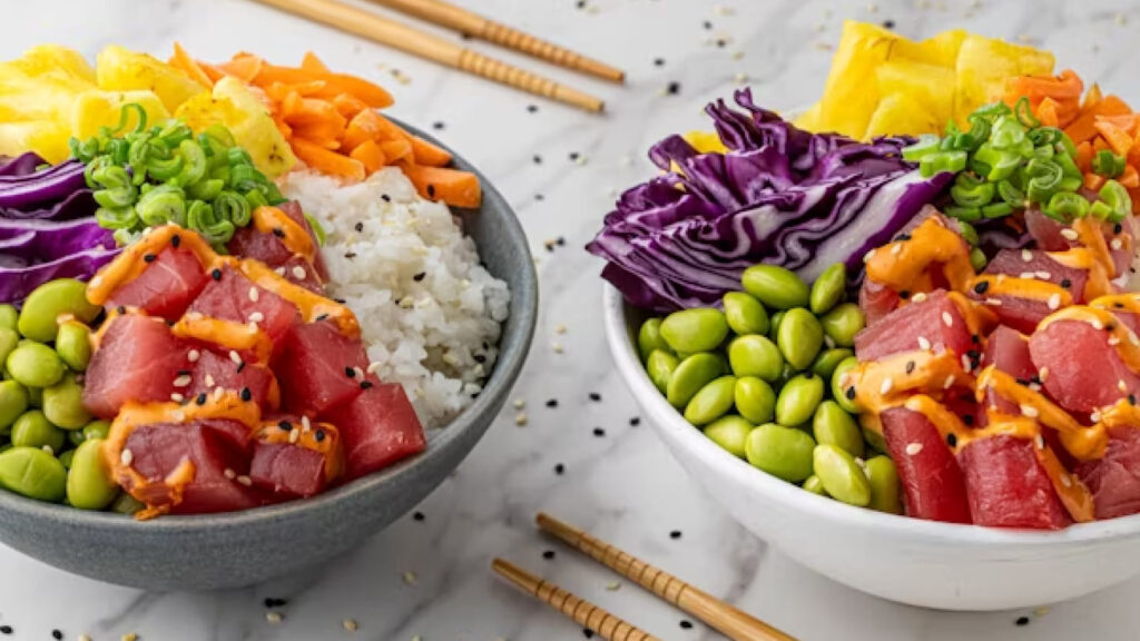 two poke bowl on the table