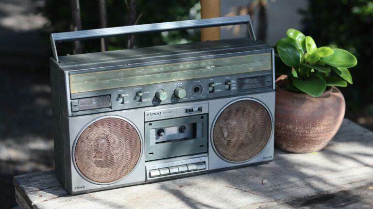 radio on wooden floor