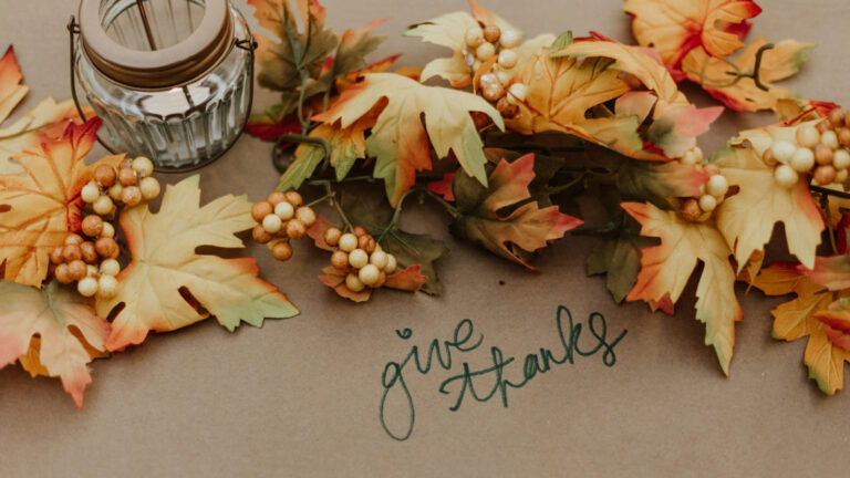 thanksgiving marketing slogans on a cardboard surface