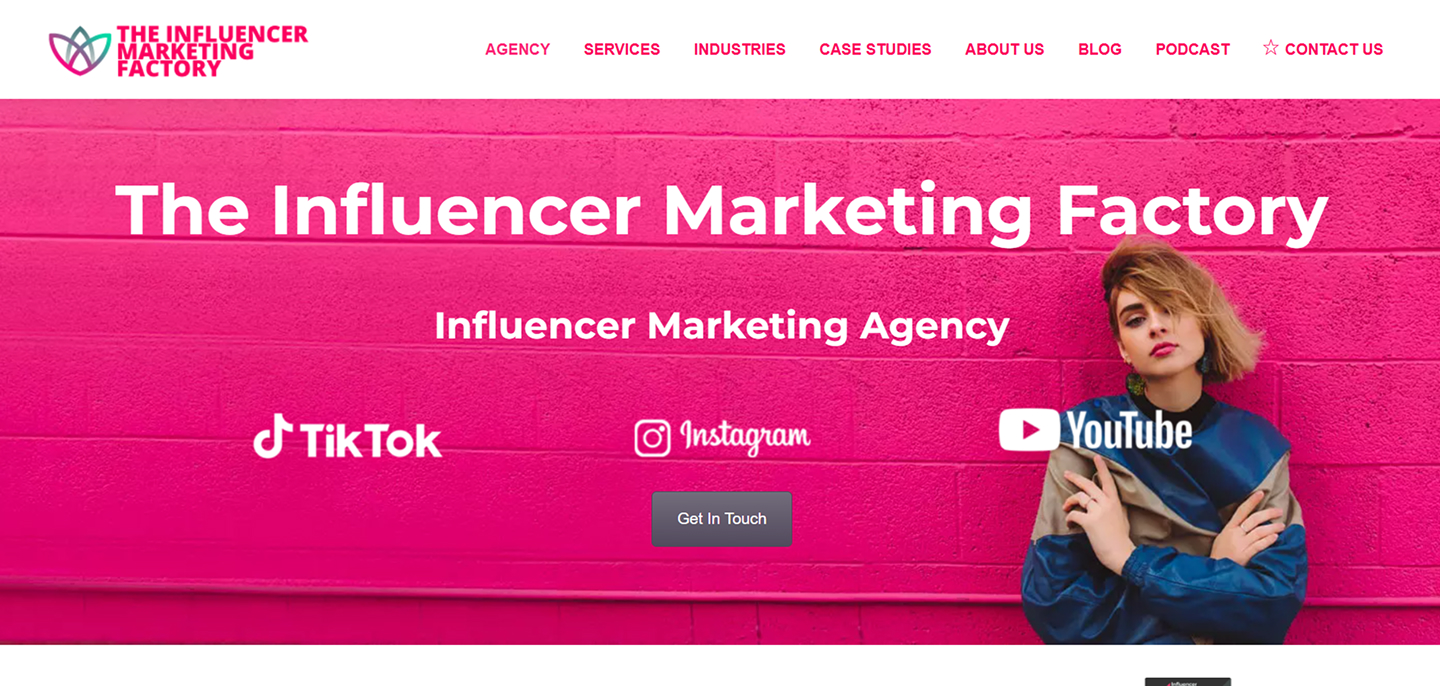 The Influencer Marketing Factory's Homepage
