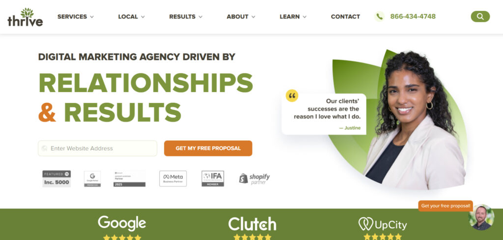 Thrive Agency's Homepage