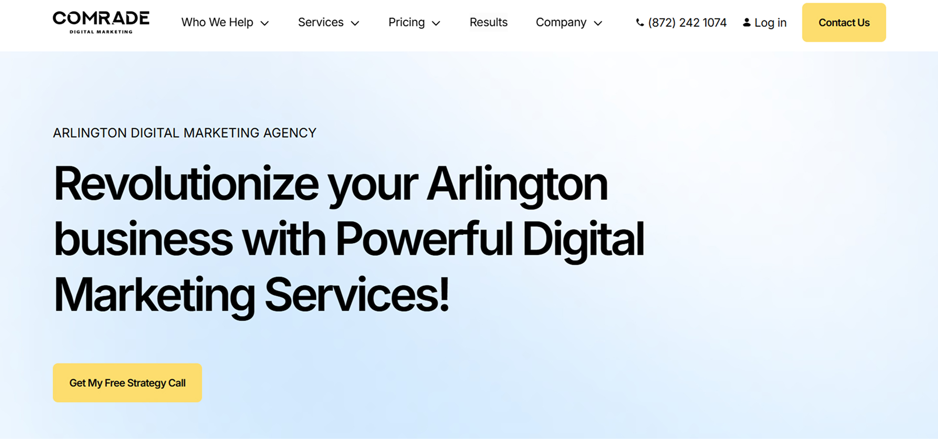 Comrade Digital Marketing Agency's Homepage