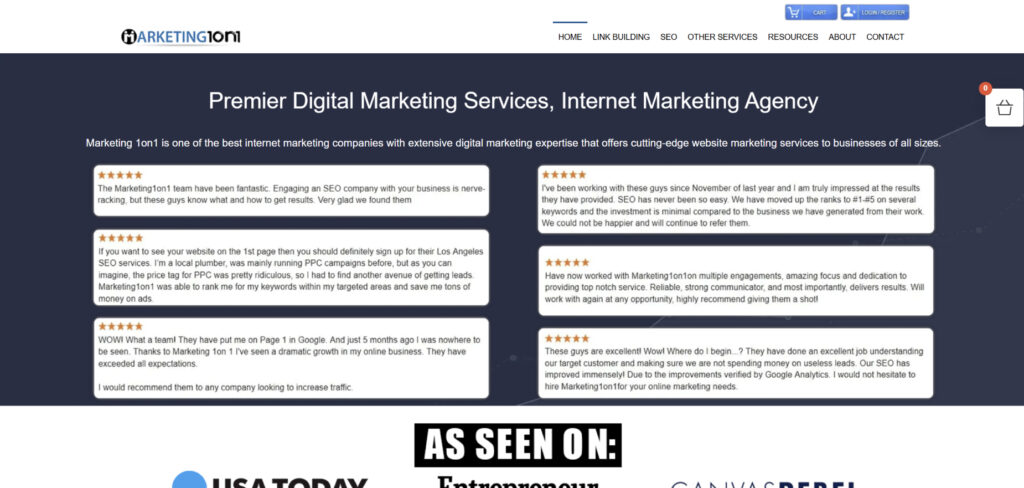 Marketing 1on1's Homepage