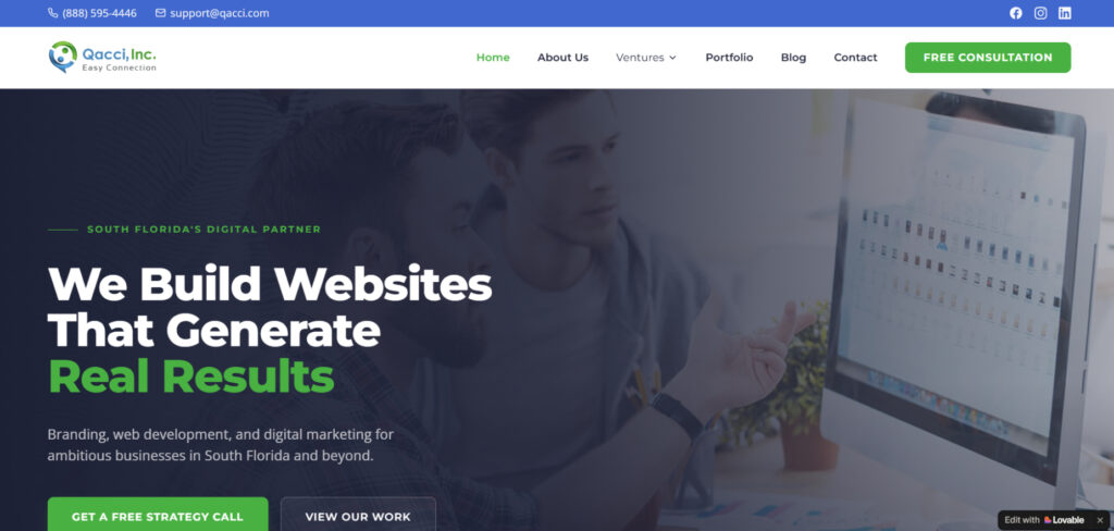 Qacci, Inc.'s Homepage