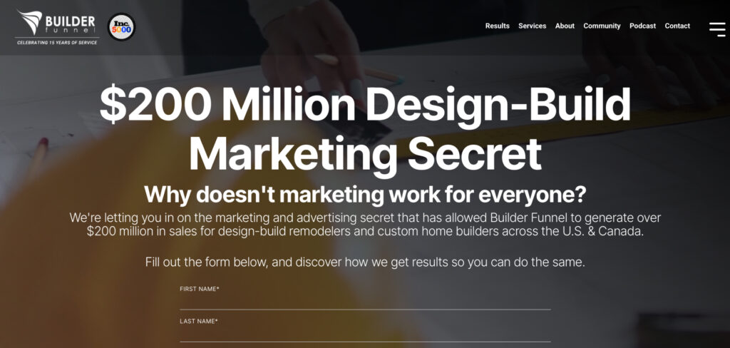 Builder Funnel's Homepage