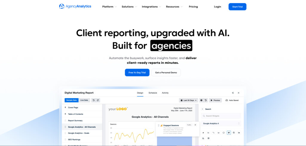 AgencyAnalytics's Homepage