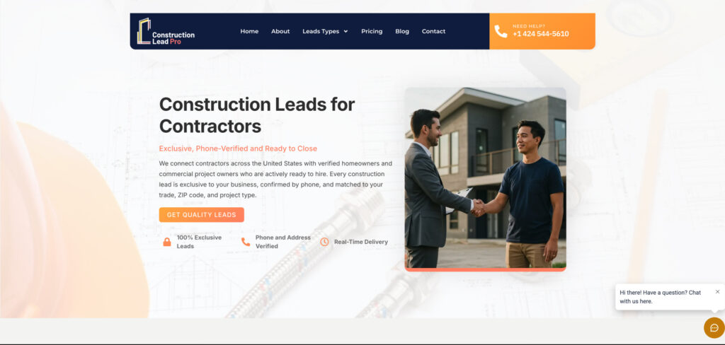 Construction Lead Pro's Homepage