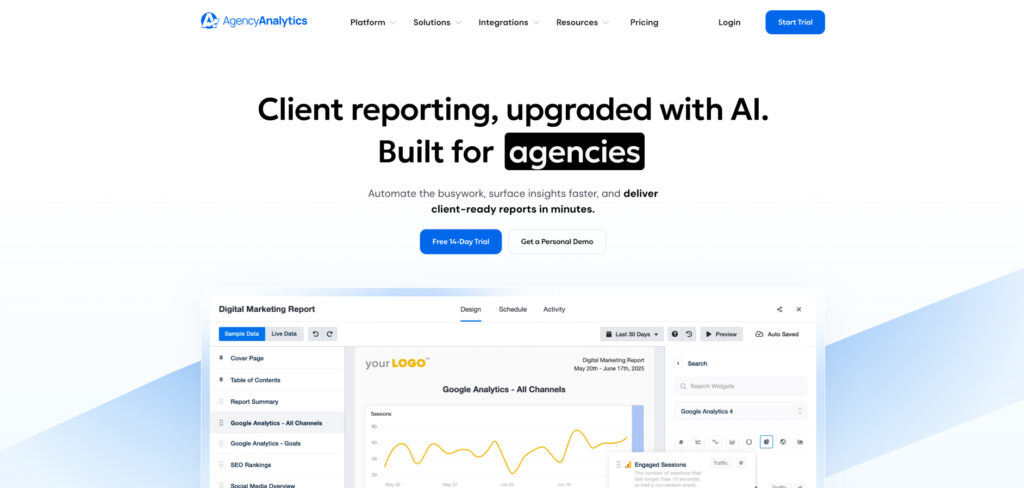 AgencyAnalytics's Homepage