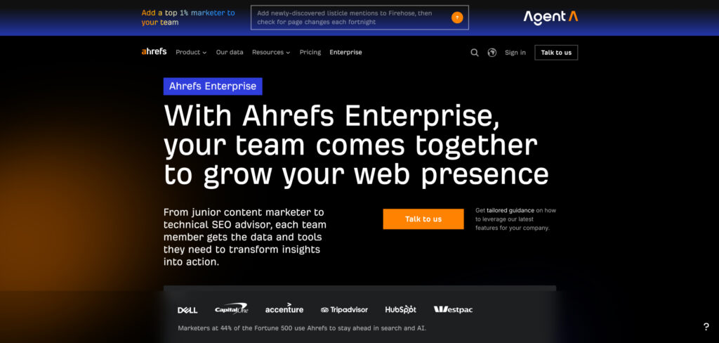 Ahrefs Enterprise page