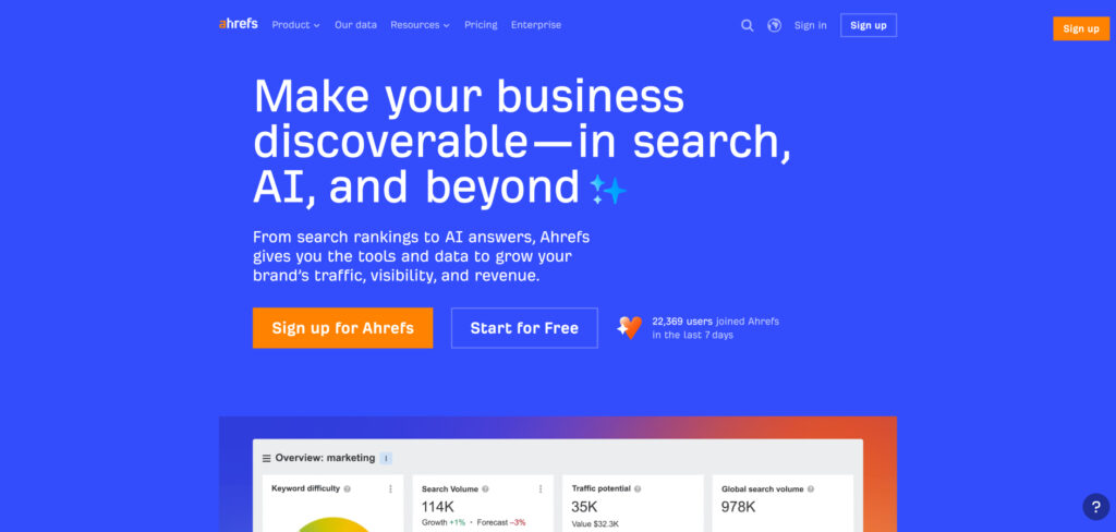Ahrefs's Homepage