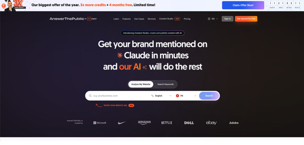 AnswerThePublic's Homepage