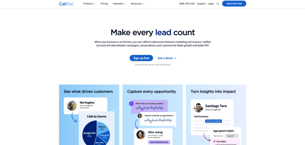 CallRail's Homepage