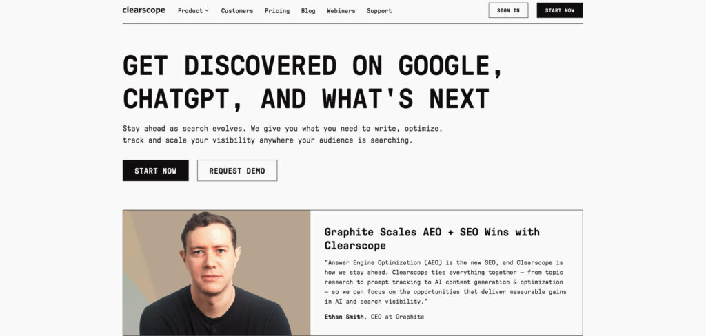Clearscope's Homepage