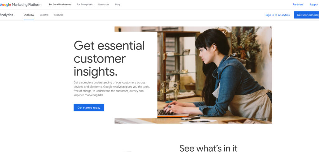Google Analytics 4 page