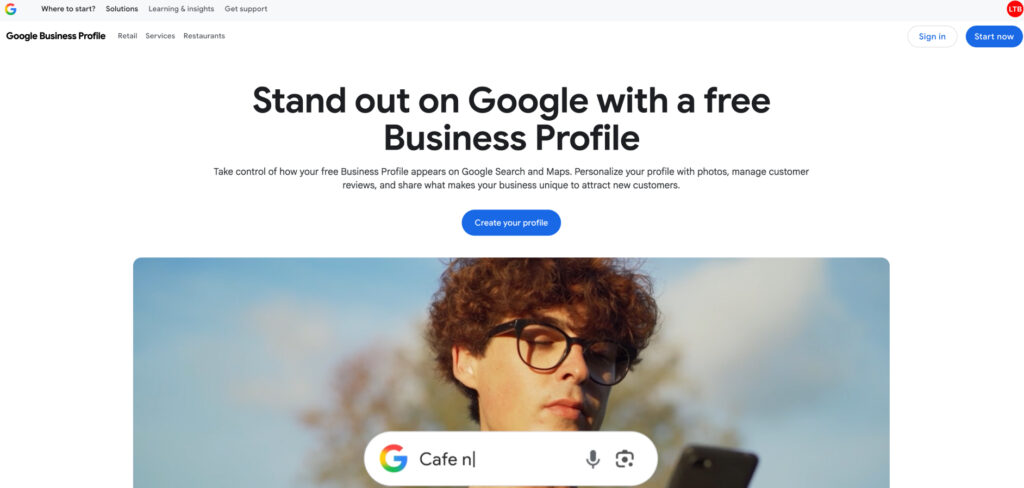 Google Business Profile page
