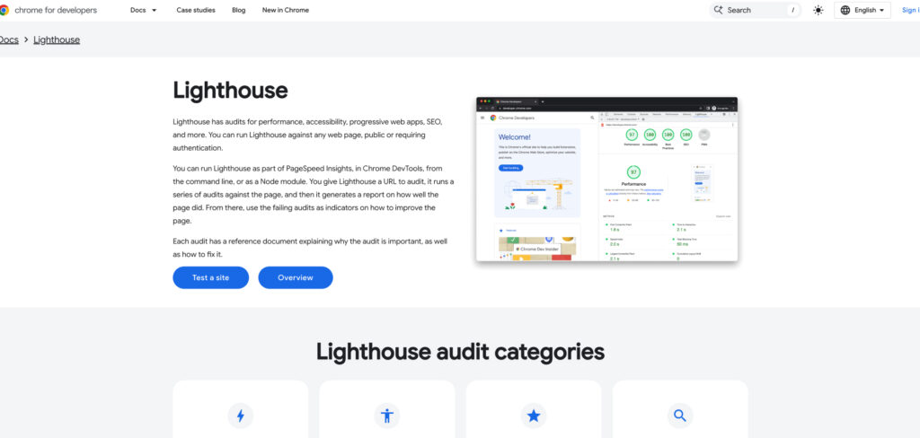 Google Lighthouse page