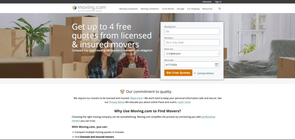 Moving.com's Homepage